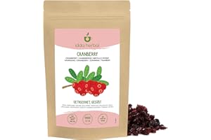Mirtilli Rossi Secchi (1kg), Mirtilli Rossi Interi, Addolciti con Succo di Mela, Morbidi e Gommosi, Snack alla Frutta Pronto da Mangiare, Vegano