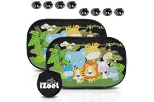 iZoeL Parasole Auto Per Bambini, 2 Pezzi Parabrezza Finestrino Laterale, Motivo Leone, Autoadesivo, 8 Ventose, Custodia, 51 x 31 cm, Universale Protezione Solare E UV