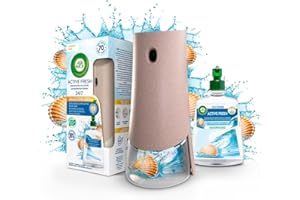 Airwick Active Fresh Deodorante per Ambienti, Confezione con 1 Diffusore Automatico senza gas, 1 Ricarica alla Fragranza Brezza Marina e Magnolia 228ml, 2 Pile AA, Neutralizza Odori 24/7