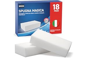 BROX® Spugna Magica – 18x Magic Eraser | Gomma da Cancellare per Muri, Scarpe e Pavimenti | Spugna Robusta per Macchie Ostinate – Riutilizzabile e Universale
