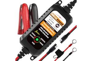 MOTOPOWER MP00205A 12V 800mA completamente automatico caricabatterie/manutentore per auto, moto, ATV, camper, Powersports, barca e altro ancora. Intelligente, compatto ed ecologico
