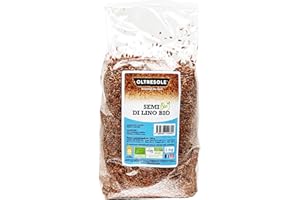 Oltresole, Semi Biologici di Lino 1 kg, Semi Oleosi Crudi, Interi e Scuri, Ricchi di Minerali e Fibre, Fonte di Omega 3 e Antiossidanti, 100% Naturali, Confezione Ideale per Famiglie