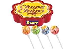 Chupa Chups Margherita, Box Regalo con 30 Lollipop Gusti Assortiti Frutta e Cola, Senza Glutine, Confezione Speciale, Idea Regalo per Feste e Compleanni, Lecca Lecca Ottimi da Condividere