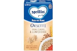 Mellin La Pasta dei Bimbi, 100% Naturale, ORSETTI con Grano Tenero e Lenticchie 280g