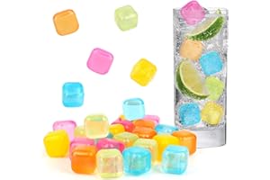 24 Pezzi Cubetti di Ghiaccio Riutilizzabili,Cubetti di Ghiaccio,Sostituto del Cubetti di Ghiaccio,Pietre Raffreddanti,Ghiacciolini Colorati per Cocktail,Raffreddare Bevande Drink Ice Cube(Multicolore)