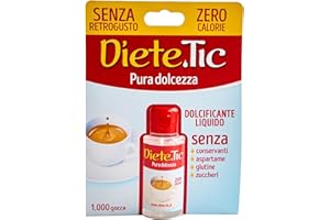 Diete.Tic, Dolcificante Liquido Zero Calorie, Formato Comodo e Pratico da 50 ml, Senza Glutine, Senza Conservanti e Aspartame, Ottimo per Dolcificare Bevande Calde e Fredde, Yogurt, Macedonie e Dolci