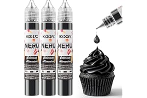 Colorante Alimentare Nero - 30ml×3 Flaconi Coloranti Alimentari Concentrato Liquido per La Decorazione di Torte, I Dolci, Dolciumi, I Macaron, La Glassa, La Cottura e La Cucina