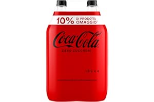 Coca-Cola Zero Zuccheri, Tutto il Gusto della Formula Coca-Cola Senza Calorie, Bottiglia 100% riciclabile - 4 Bottiglie da 1,5 L