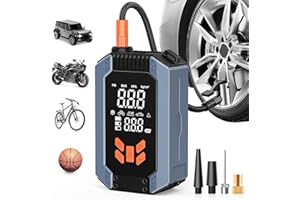 Compressore Aria Portatile,4 modalità Air Pump Elettrica 150PSI Gonfia Gomme Auto Portatile con Schermo LCD Digitale e Torcia LED, Mini compressore Portatile,Adatto per Auto, Moto, Bici, Palla