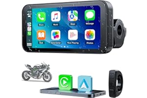 Volam Schermo portatile per Carplay Wireless Android Auto per moto, touchscreen impermeabile IP67 da 6.25 pollici, navigazione GPS automatica, supporto Siri/Google Assistant