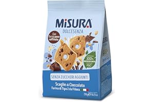 Misura Dolcesenza Biscotti con Scaglie di Cioccolato | Senza Zuccheri Aggiunti | Confezione da 290 grammi