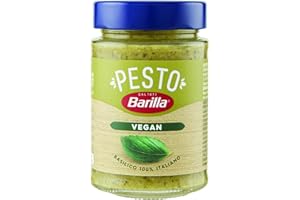 Barilla Pesto al Basilico 100% Vegetale, Pesto Vegano con Basilico Italiano, Senza Aglio, Senza Glutine e Senza Formaggi, Naturalmente Senza Lattosio, Sugo Pronto per Pasta, 195 g