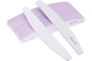 Lima per unghie, 20 Pezzi Lima unghie Professionale a Doppia Faccia Riutilizzabile 100/180 Grana per Uso Domestico e Salone, Gomma,Carta,Vetro, Bianco