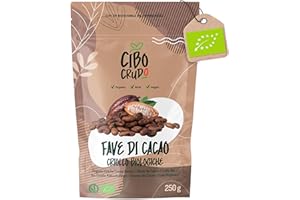 Fave di Cacao Crudo Biologico - 250g. Qualità Criollo Bio e Naturali. Cacao Beans dal Perù dalla Pianta Theobroma Cacao. Intenso, Aromatico, Gusto Amaro.