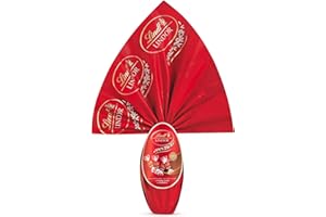 Lindt LINDOR Uova di Pasqua Cioccolato al Latte, Uovo al Cioccolato al Latte con Praline LINDOR e Sorpresa, 320g