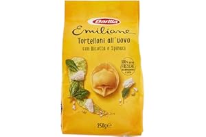 Barilla Pasta Le Emiliane Tortelloni all Uovo con Ricotta e Spinaci, Pasta allUovo Ripiena con 100% Uova Fresche Italiane, 250 g, 1