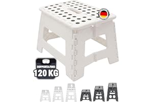 ZOLLNER Sgabello pieghevole - altezza 22 cm - sedia pieghevole - scaletta - per adulti o bambini - cucina, bagno, campeggio, stanza - colore bianco