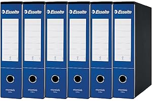 Esselte ESSENTIALS G75 Registratore con Custodia, con Meccanismo a Leva, in Formato Protocollo, 23x33cm, con Dorso da 8 cm, Blu, Conf.da 6 pezzi, 390775050