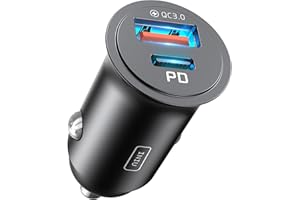 INIU Carica Batteria per Auto, 60W Total Presa Accendisigari USB C PD & QC 3.0 Fast Charging Caricabatterie, Caricatore Auto Compatibile con iPhone 16 15 14 13 12 Pro Max iPad Samsung S23 Tablet etc.