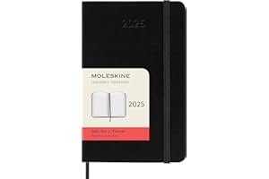 Moleskine Daily Planner, Agenda Giornaliera 12 Mesi 2025, Copertina Rigida e Chiusura Elastica, Colore Nero, Formato Pocket 9x14 cm