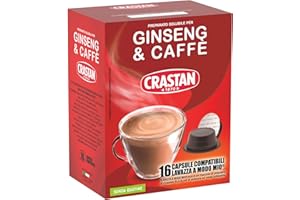 CRASTAN 1870, 16 Capsule, 1 Box da 16 Capsule di Ginseng & Caffè, Capsule Compatibili con A Modo Mio, Bevanda Senza Glutine, 100% Made in Italy