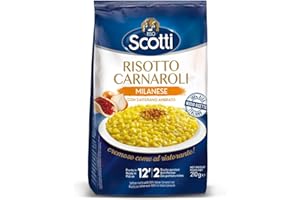 Riso Scotti - Risotto alla Milanese - Riso Carnaroli con Zafferano Ambrato Senza Glutine - 210 gr