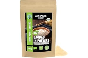 Baobab biologico in polvere (250g), baobab polpa in polvere da coltivazione biologica controllata, baobab frutti senza glutine, senza lattosio, testato in laboratorio, vegano, albero di baobab