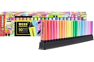 STABILO BOSS ORIGINAL Desk-Set 50 Years Edition - Evidenziatore - 23 Colori assortiti 9 NEON + 14 Pastel