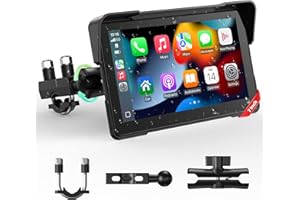 LAMTTO Schermo Wireless CarPlay e Android Auto per Moto, Aggiornamento Portatile da 7 Pollici con Touch Screen Impermeabile IP67 con Navigazione, Bluetooth, Assistente Siri/G00gle