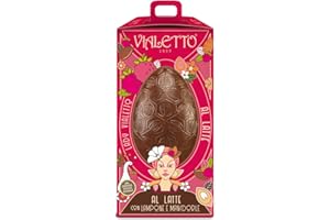 Vialetto Uovo di Cioccolato al Latte con mandorle e lampone – Uovo di Pasqua da 300 Grammi, Senza Glutine – Dalla Fantasia di Lady Vialetto
