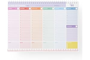 TimeMine Planner Settimanale da Scrivania A4 con 100 Settimane Personalizzabili, Spirale e Righello - Packaging Anti-Orecchie