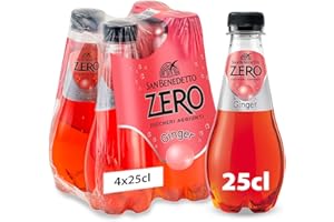 San Benedetto, Bibita Analcolica Gassata al Ginger Zero, 4x250 ml, Senza Zuccheri Aggiunti e Senza Calorie, Rinfrescante e Leggera