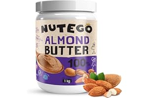 Nutego Burro di Mandorle Cremoso 100% - 1kg Senza Zuccheri - Crema Proteica Spalmabile - Almond Butter Senza Sale, Palmfett e Altri Additivi