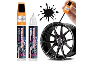 AstraVox Vernice per ritocchi cerchioni nero lucido, riparazione graffi cerchioni auto 2 in 1, vernice cerchioni rapida e facile per riparazione cerchioni auto (Nero)