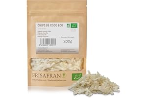 FRISAFRAN | Chips di cocco disidratato biologico | Senza zucchero | cocco chips | e crudo | snack leggero | non tostato | 200g