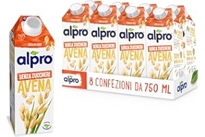 ALPRO SENZA ZUCCHERI, Bevanda all'AVENA, 100% vegetale con vitamine B2 e D2, Fonte di Calcio (8 confezioni da 750 ml)