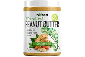 NÄTOO Burro di arachidi senza zuccheri - Peanut Butter - 100% arachidi tostate di alta qualità - 100% naturale Adatto ai Vegani, senza olio di palma e conservanti (1 kg (Confezione da 1), Crunchy)