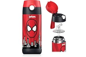 JARLSON® Borraccia Bambini Acciaio Inox, Bottiglia Termica, Senza BPA, Bottiglia Acqua con Cannuccia, Termos 350 ml