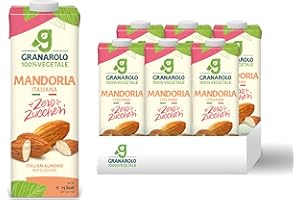 Granarolo, Bevanda alla Mandorla da 1 Litro, 6 Confezioni di Bevanda Vegetale a Base di Mandorla, 100% Made in Italy, Zero Zuccheri, Ricca di Vitamine e Calcio, Ottima Per Colazioni e Merende