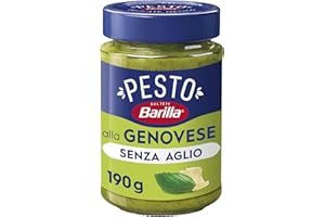 Barilla Pesto alla Genovese senza Aglio con Basilico Fresco Italiano e Parmigiano Reggiano DOP, Senza Glutine, Sugo Pronto Per Pasta, 190 g