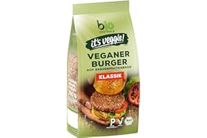 bioZentrale Veggie Burger Classic circa 4 hamburger, alternativa vegana alla carne di proteine del pisello, alto contenuto proteico, senza soia, per arrostire e grigliare, 170 g