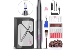 Xoali Fresa per Unghie, 25000RPM Lima Elettrica per Unghie 12 in 1, Fresa per Unghie Professionale Portatile, con Punta in Ceramica, Velocità Regolabile, Manicure e Pedicure Kit per Semipermanente Gel