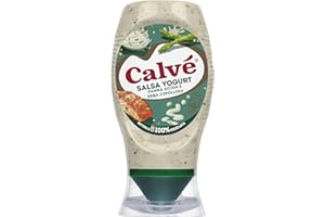 Calvé Salsa Yogurt, 250 ml, Salsa Yogurt con Panna Acida e Erba Cipollina, Ideale con Pesce, Verdure, Insalate e Piatti Estivi, Senza Glutine, 100% Bottiglia Riciclabile