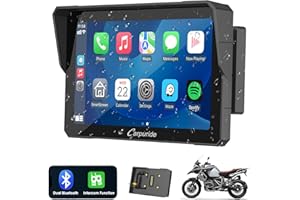 Carpuride W702B Pro Moto Carplay Schermo con Supporto per BMW Moto, Wireless CarPlay e Android Auto, 7 Pollici Impermeabile Touchscreen, Doppio Bluetooth, Interfono Funzione, Navigazione.