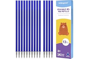 Willingood Refill per Penna Gel Cancellabile,compatibili con Legami,14 Pezzi,Blu, Altezza 13 cm, Inchiostro Termosensibile, Punta 0,7 mm, Particolarmente adatto per la scuola e la vita quotidiana