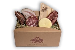 Moretti® Cesto Pasquale Artigianale con Salumi e Formaggi – Diverse Combinazioni - Perfetto per Regali di Natale 2024, Picnic Estivi e Aperitivi – Include Omaggi (Cestino per Tagliere)