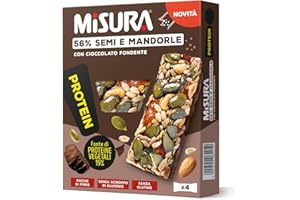 Misura Protein Barretta con Semi, Mandorle e Cioccolato Fondente | Ricca di Fibre e fonte di Proteine Vegetali | Packaging esterno in Carta Certificata FSC| Confezione da 120 grammi