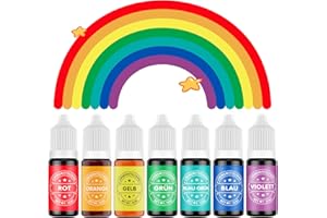 Waysroma Colorante Alimentare Arcobaleno 7x12ml, Altamente Concentrato e Senza Zucchero Colorante Alimentare Liquido per Dolci, Torte, Glassa, Fondente, Biscotti di Pasqua