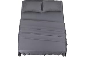 Utopia Bedding - Set Lenzuola Matrimoniali 4 Pezzi 180x200 cm - Set Lenzuola Letto, Spazzolata Poliestre di Microfibra - Lenzuolo con Angoli, Lenzuolo Piatto e 2 Federe 50x75, Grigio
