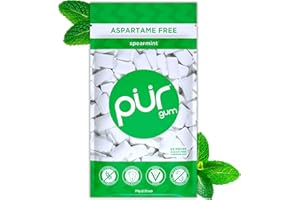PUR Gum | Gomma Da Masticare Senza Zucchero | 100% Xilitolo | Vegana, Senza Aspartame, Senza Glutine e Amica dei Diabetici | Gomma Naturale Al Sapore Di Spearmint, 55 Pezzi (Confezione da 1)